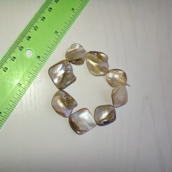 Shiny Diamond Shaped Shell Beads Bracelet Elastic Vintage small - Picture 2 of 6